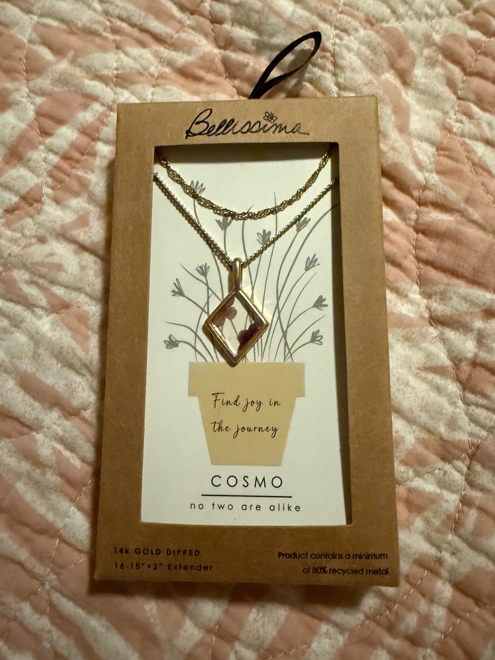 Bellissima 14K Dipped Gold Purple Wildflower Inlay Double-Layer Necklace